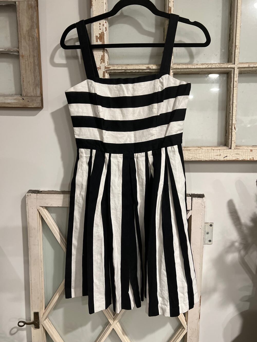 Loft size 2 black & white striped linen cotton dress